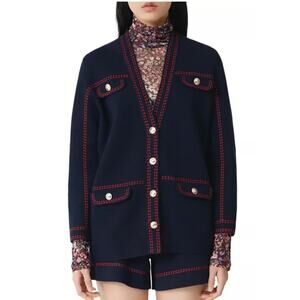 Maje “Mollie” topstitched cardigan 100% cotton - size 40 - 8-10/US - OG1